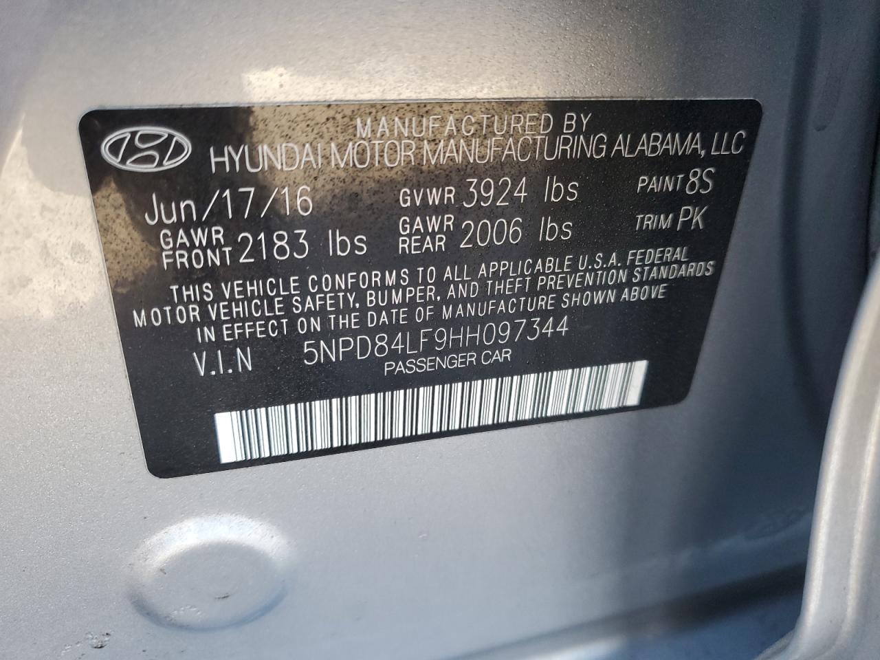 2017 Hyundai Elantra Se VIN: 5NPD84LF9HH097344 Lot: 46605445