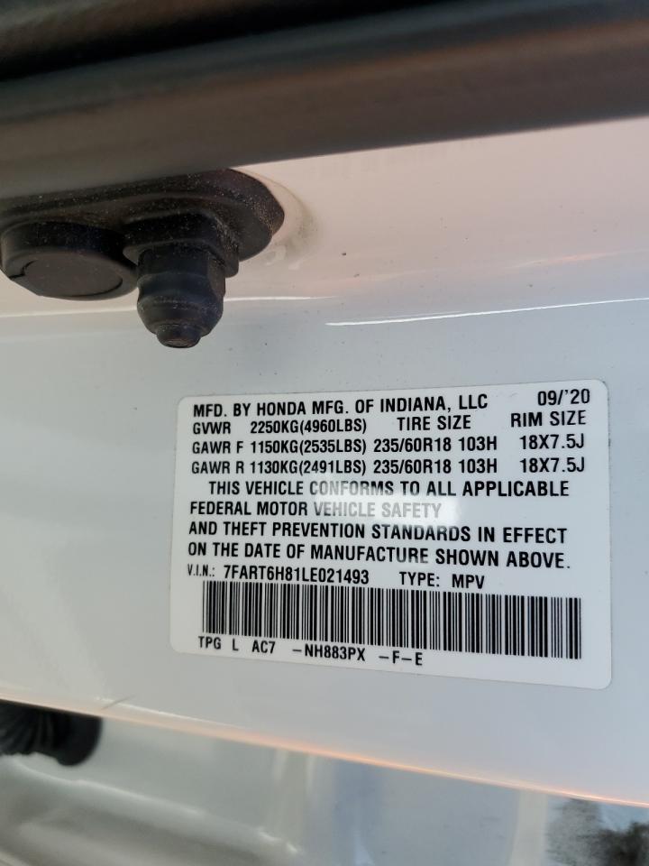 2020 Honda Cr-V Exl VIN: 7FART6H81LE021493 Lot: 45964655