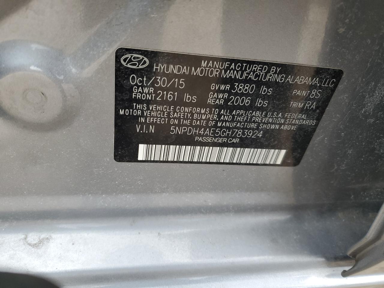 5npdh4ae5gh783924 5NPDH4AE5GH783924 2016 Hyundai Elantra Se