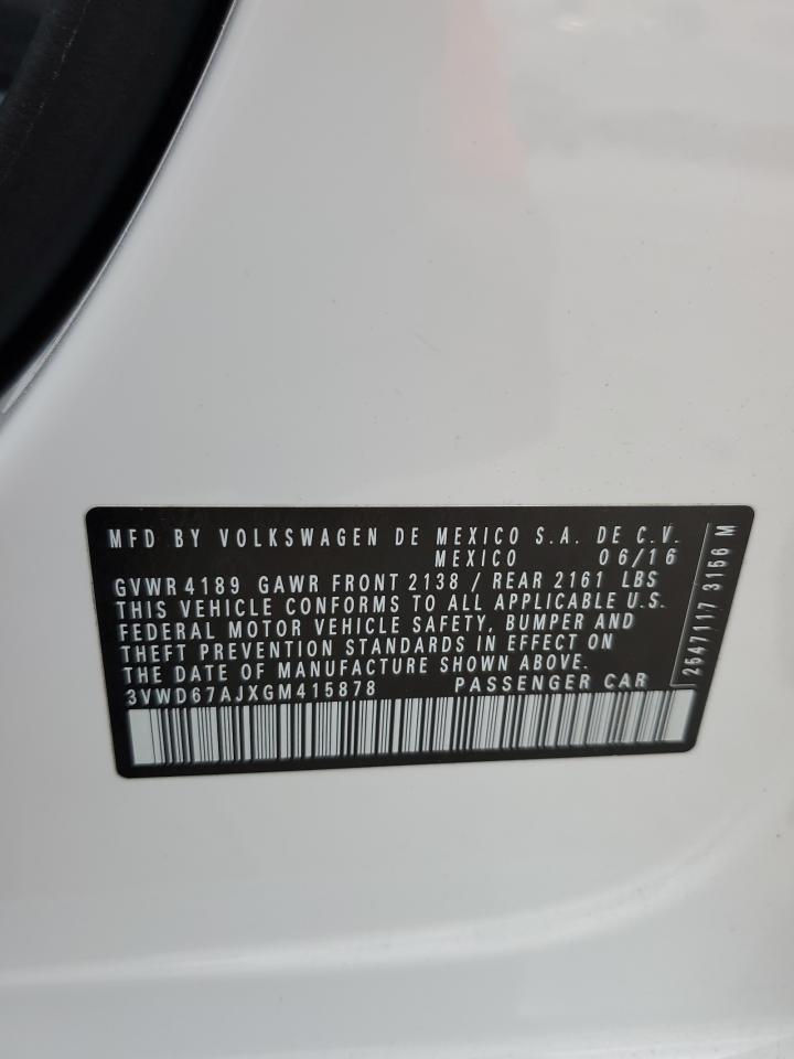2016 Volkswagen Jetta Se VIN: 3VWD67AJXGM415878 Lot: 45966175