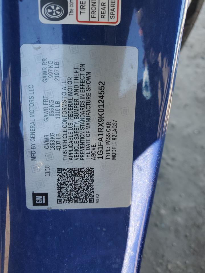 2019 Chevrolet Camaro Ls VIN: 1G1FA1RX9K0124552 Lot: 47040035