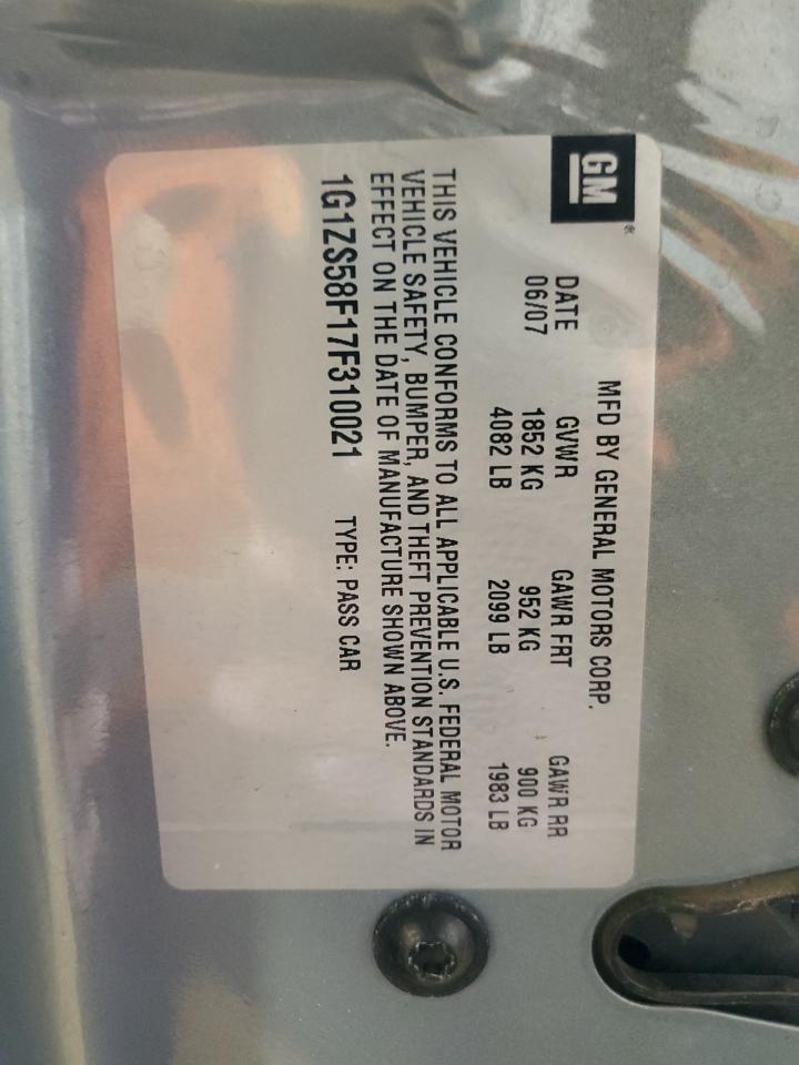 2007 Chevrolet Malibu Ls VIN: 1G1ZS58F17F310021 Lot: 45358535