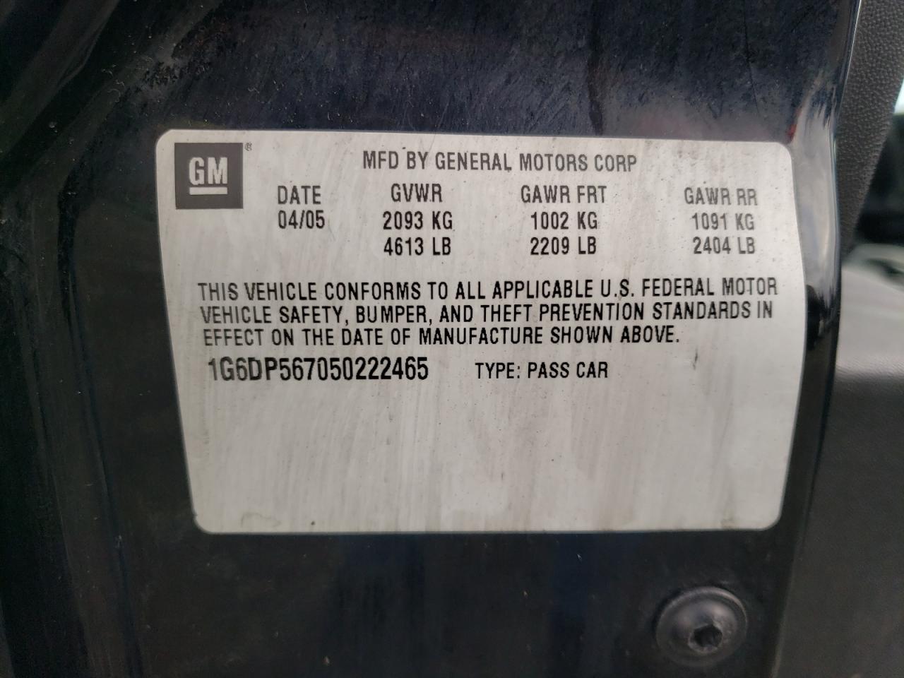 2005 Cadillac Cts-V VIN: 1G6DN56S650160497 Lot: 43852225