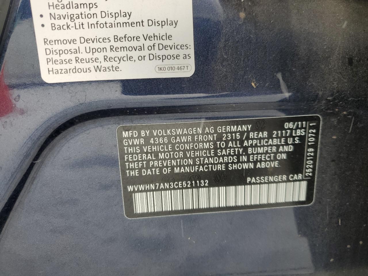 2012 Volkswagen Passat CC - Image 12