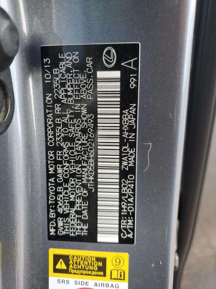 2013 Lexus Ct 200 VIN: JTHKD5BH6D2169493 Lot: 45227585