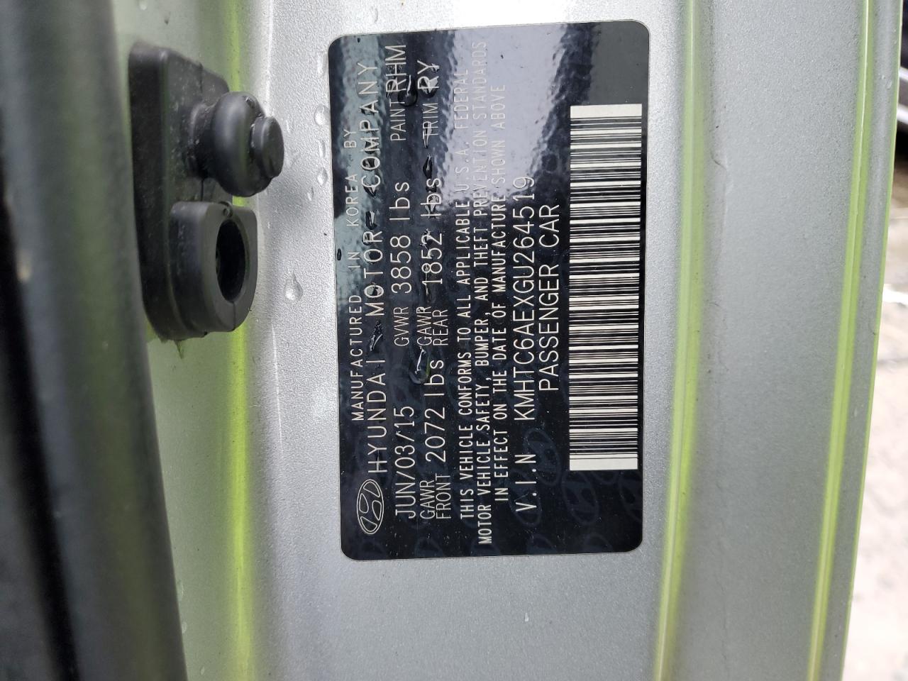 2016 Hyundai Veloster Turbo VIN: KMHTC6AEXGU264519 Lot: 54323185