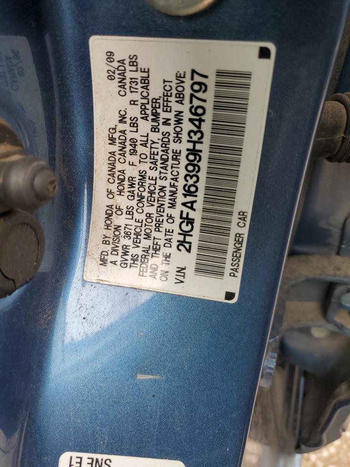 2009 Honda Civic Vp VIN: 2HGFA16399H346797 Lot: 52818065