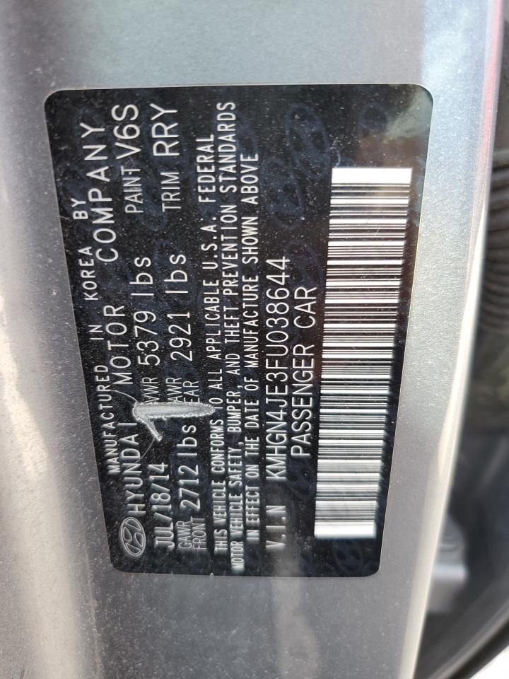 2015 Hyundai Genesis 3.8L VIN: KMHGN4JE3FU038644 Lot: 43924125