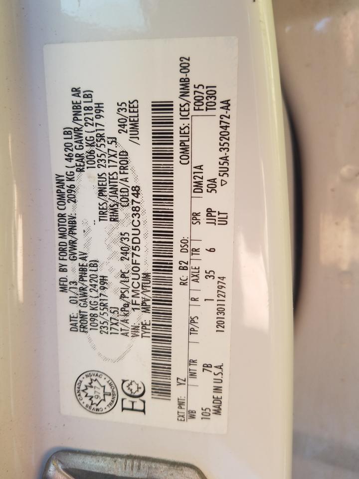 2013 Ford Escape S VIN: 1FMCU0F75DUC38748 Lot: 44698665
