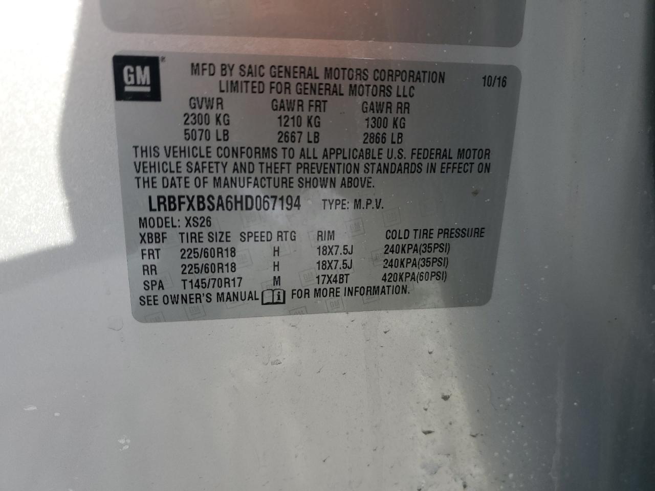 2017 Buick Envision Essence VIN: LRBFXBSA6HD067194 Lot: 43154995