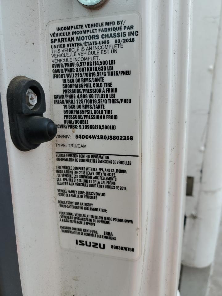 2018 Isuzu Npr Hd VIN: 54DC4W1B0JS802358 Lot: 47342525