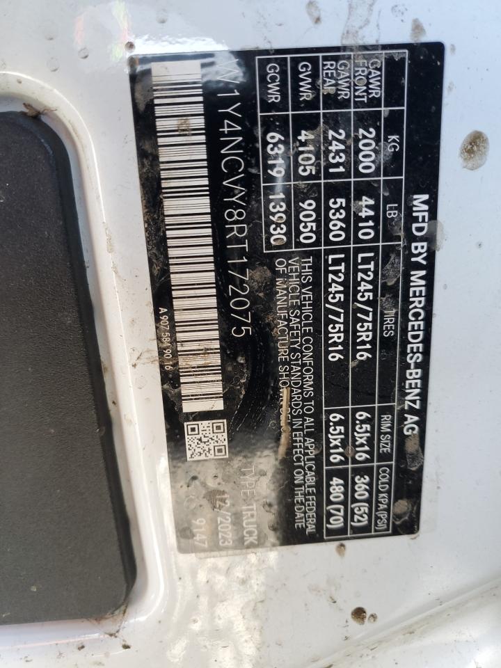 2024 Mercedes Benz Sprinter Delivery Van VIN: W1Y4NCVY8RT172075 Lot: 46127455