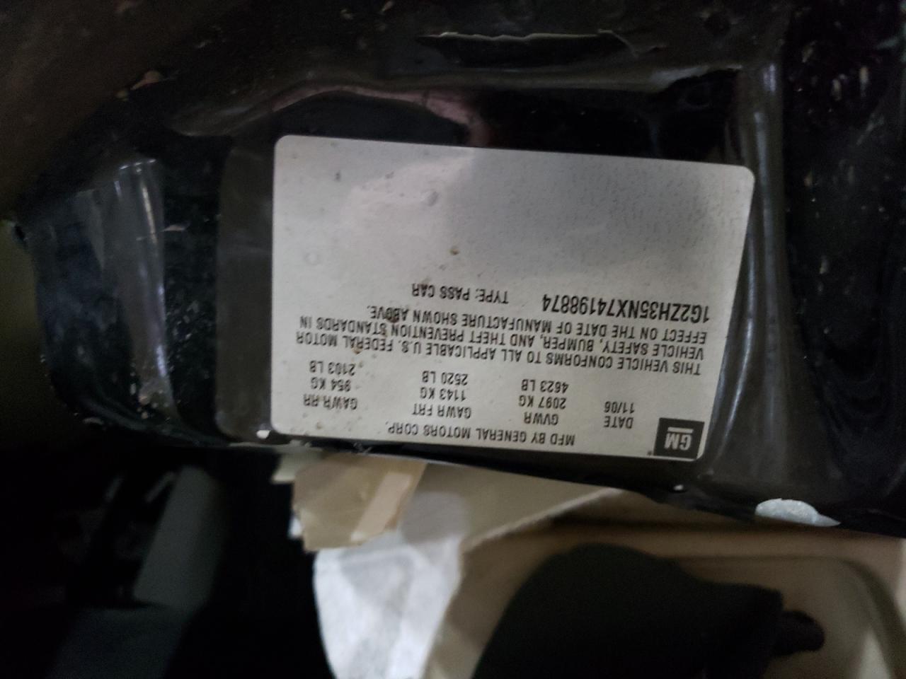 2007 Pontiac G6 Gt VIN: 1G2ZH35NX74198874 Lot: 46899585