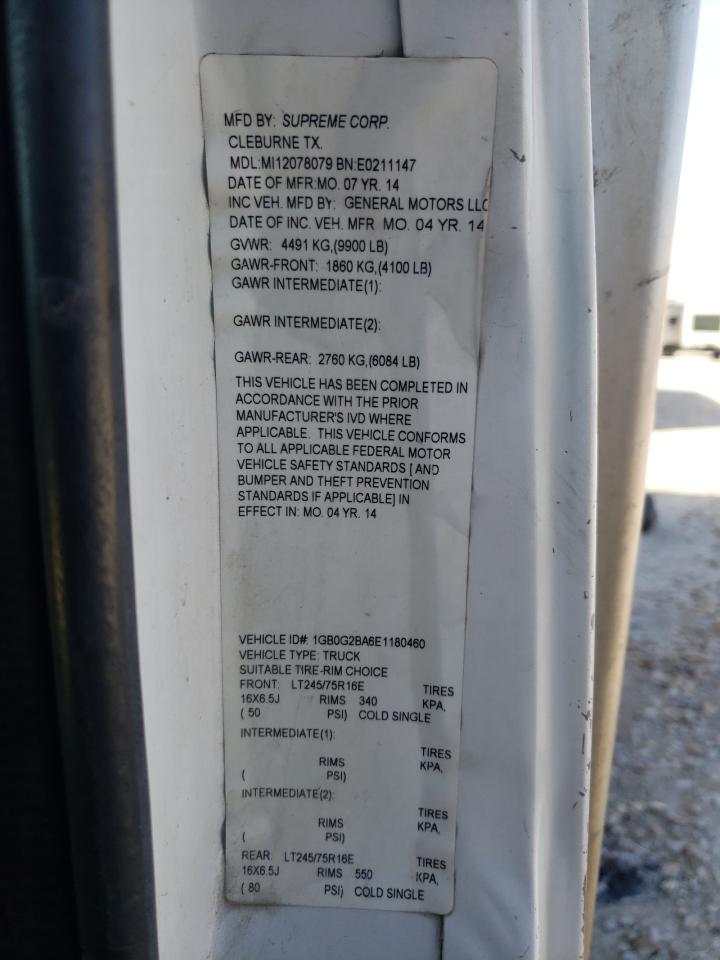 2014 Chev Express Commercial C VIN: 1GB0G2BA6E1180460 Lot: 45749825