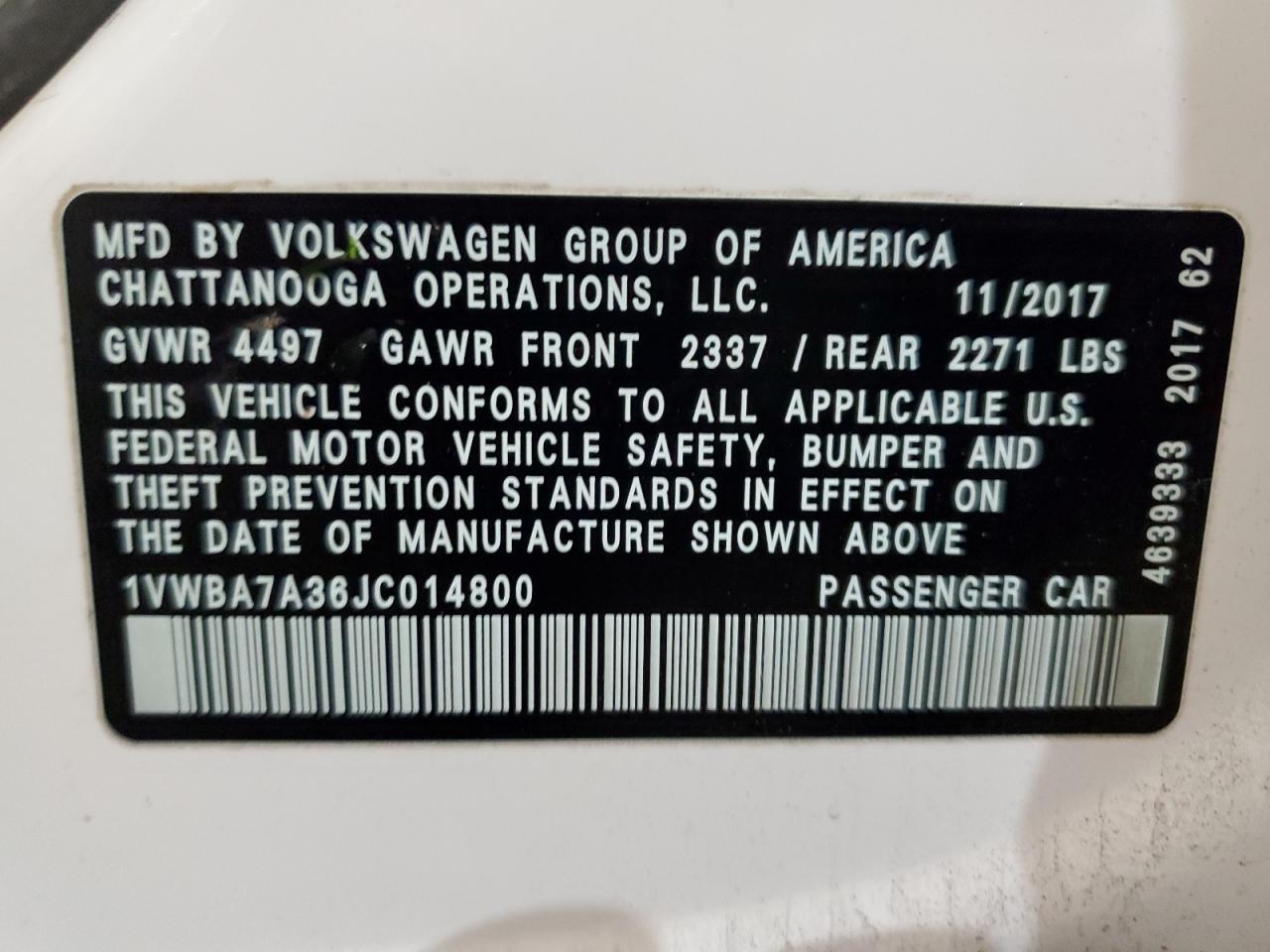2018 Volkswagen Passat - Image 12