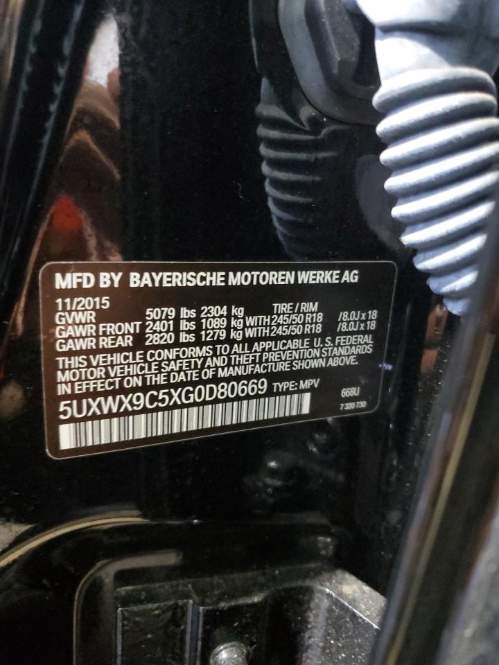 2016 BMW X3 xDrive28I VIN: 5UXWX9C5XG0D80669 Lot: 44797685