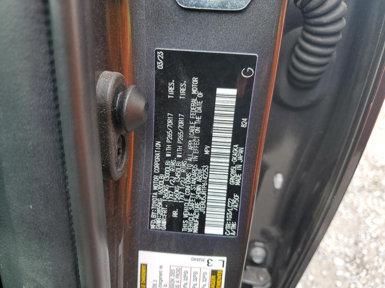 2023 Toyota 4Runner Se VIN: JTERU5JR1P6142253 Lot: 43856615