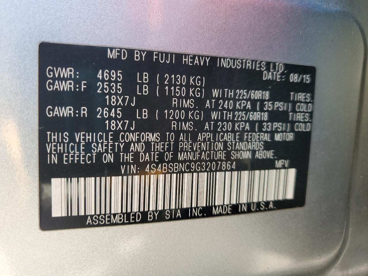 4s4bsbnc9g3207864 4S4BSBNC9G3207864 2016 Subaru Outback 2.5I Limited