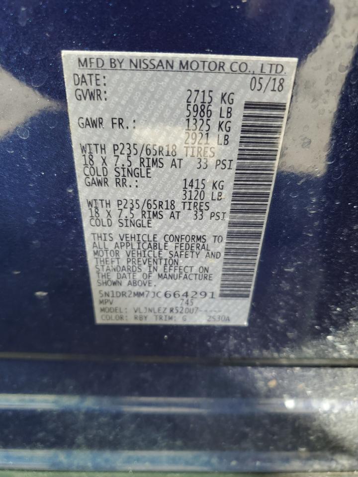 2018 Nissan Pathfinder S VIN: 5N1DR2MM7JC664291 Lot: 46748475