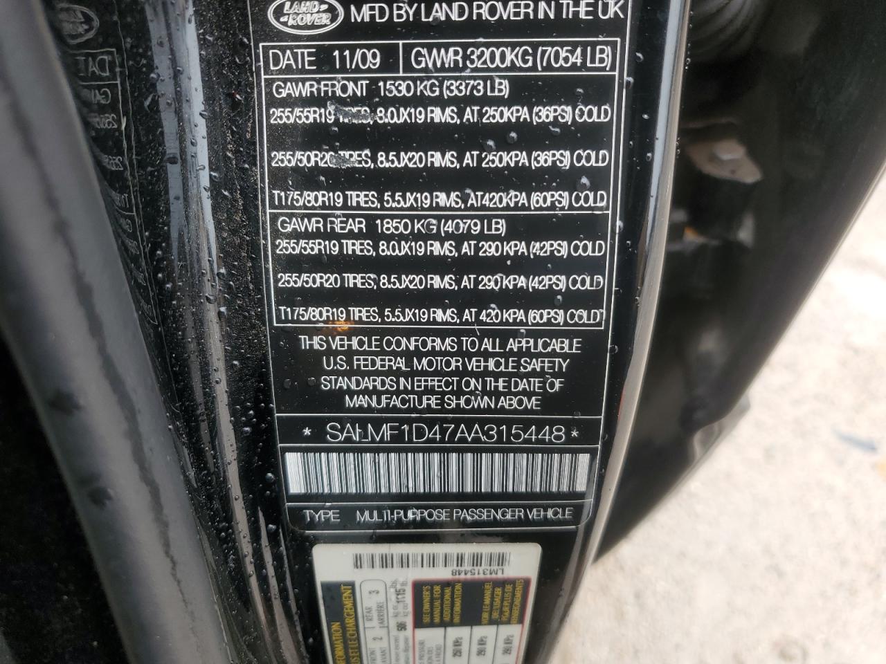2010 Land Rover Range Rover Hse Luxury VIN: SALMF1D47AA315448 Lot: 44996205