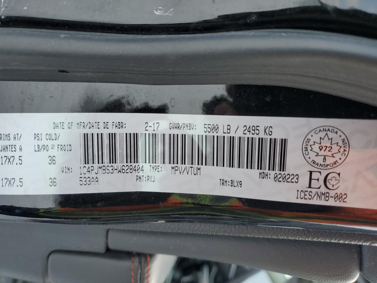 2017 Jeep Cherokee Trailhawk VIN: 1C4PJMBS3HW628404 Lot: 44951165