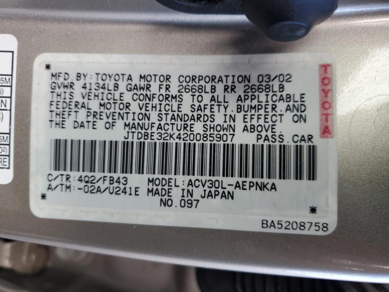 2002 Toyota Camry - Image 12