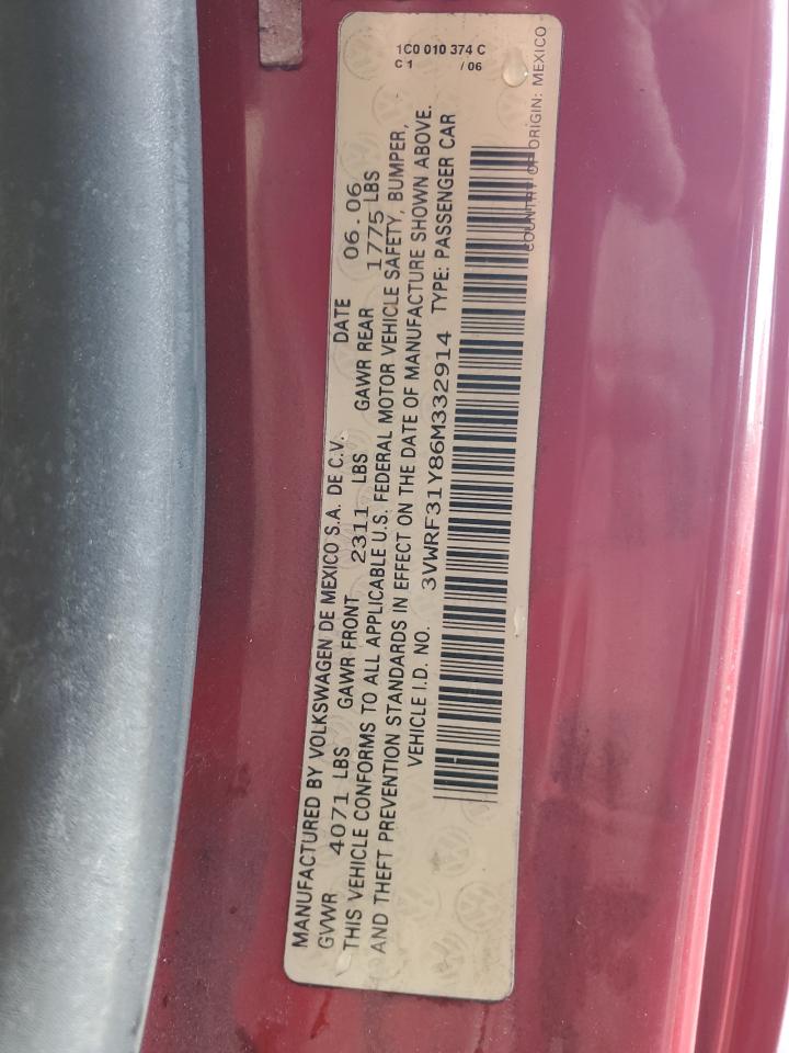 2006 Volkswagen New Beetle Convertible Option Package 1 VIN: 3VWRF31Y86M332914 Lot: 45090525