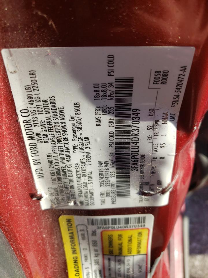 2013 Ford Fusion Se Hybrid VIN: 3FA6P0LU4DR370349 Lot: 43815825