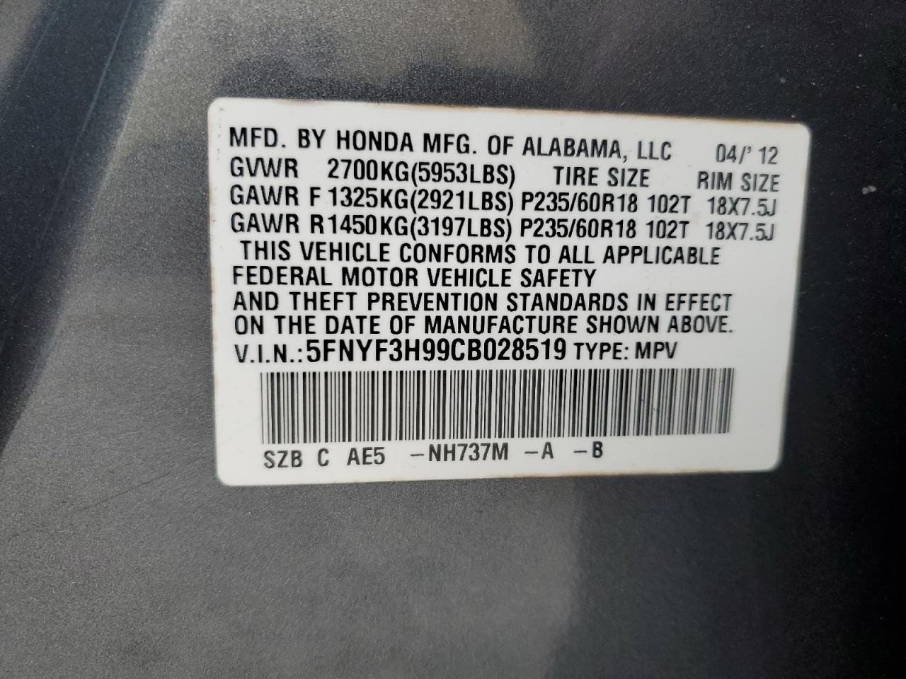 2012 Honda Pilot - Image 15