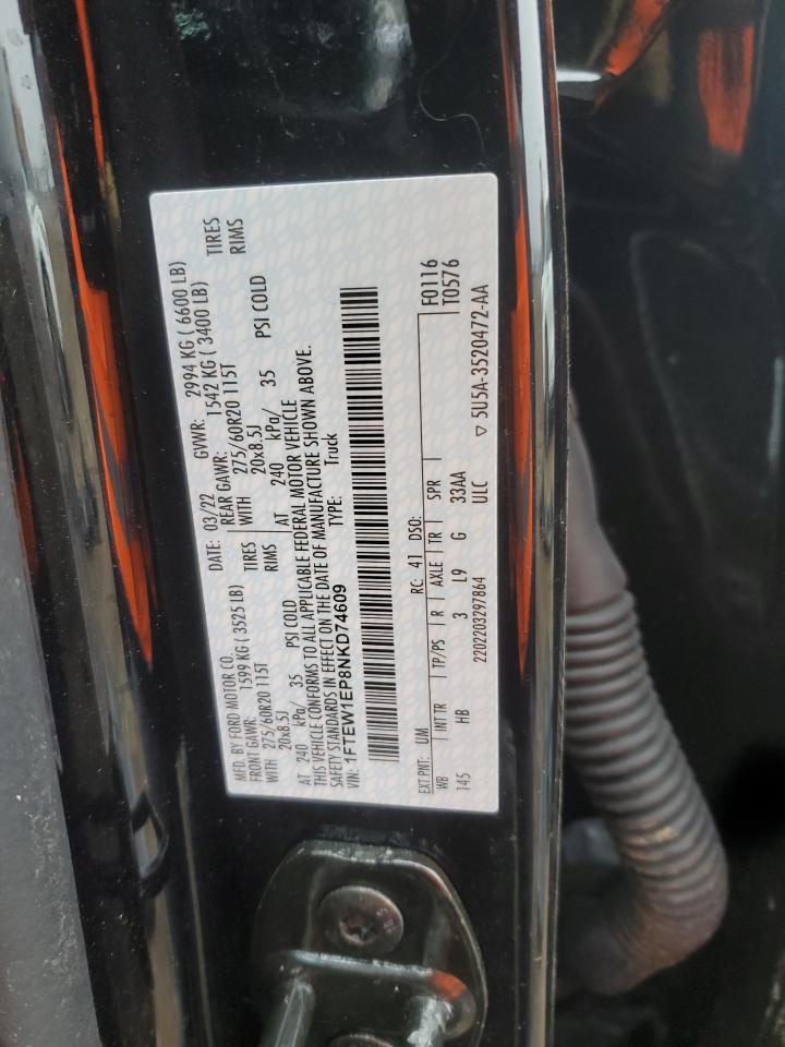 2022 Ford F150 Supercrew VIN: 1FTEW1EP8NKD74609 Lot: 43643625