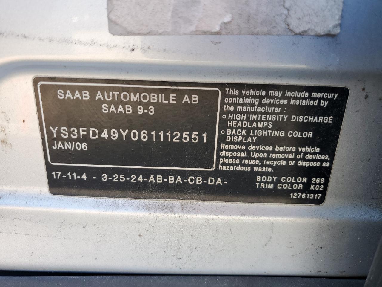 2006 Saab 9-3 - Image 12