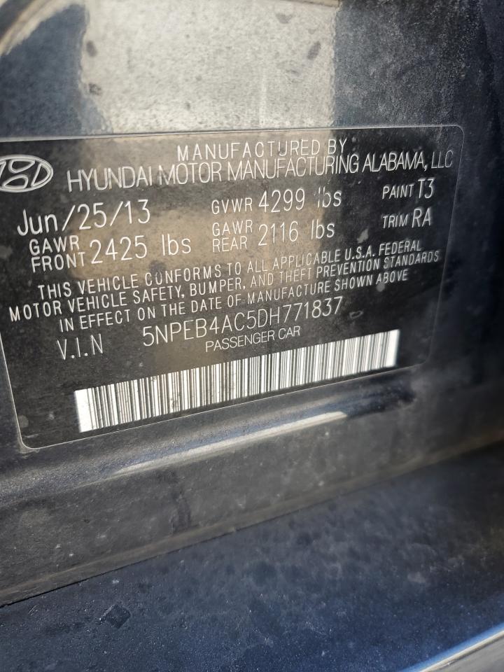 2013 Hyundai Sonata Gls VIN: 5NPEB4AC5DH771837 Lot: 89127005