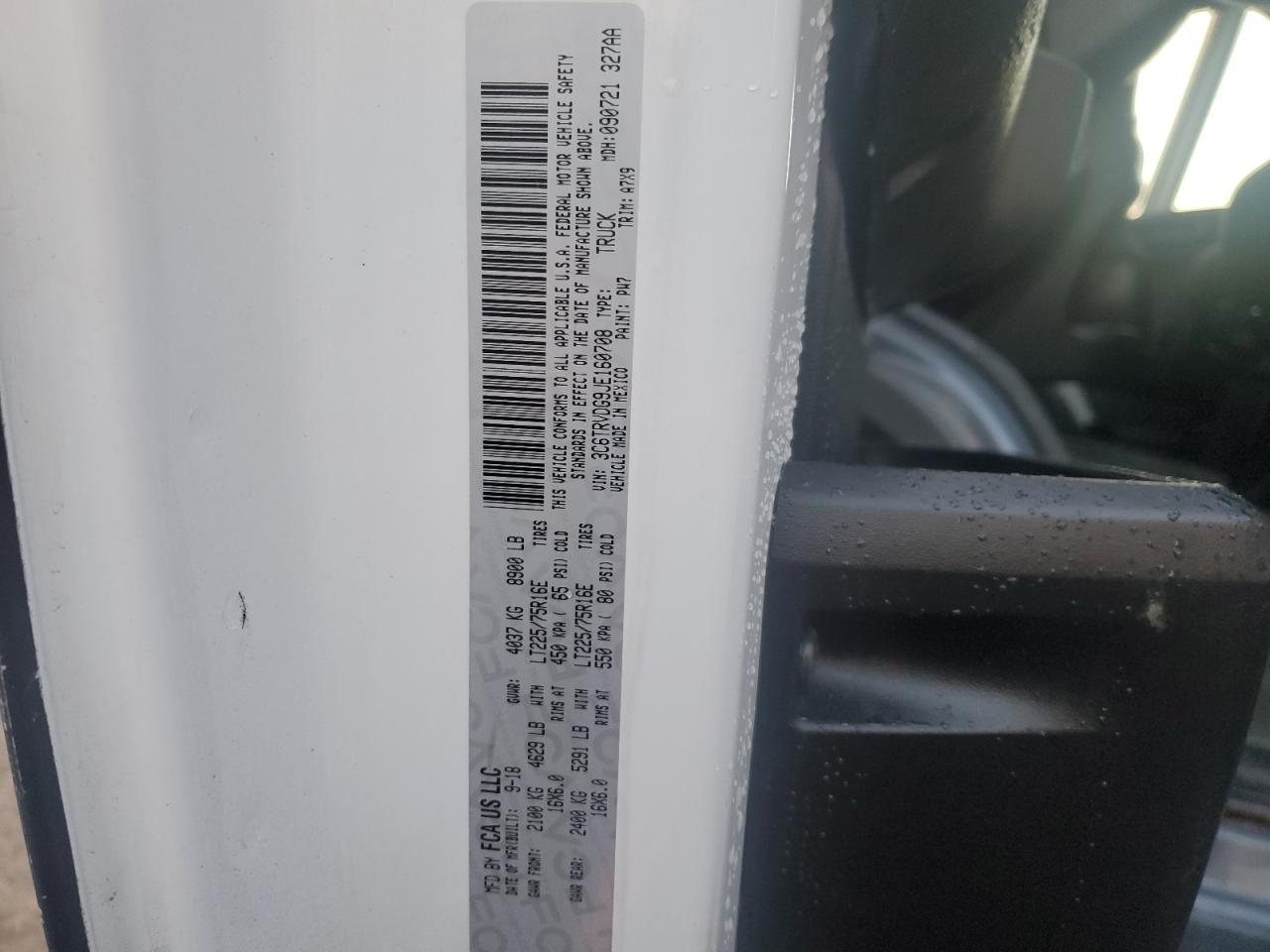 2018 Ram Promaster 2500 2500 High VIN: 3C6TRVDG9JE160708 Lot: 42642025