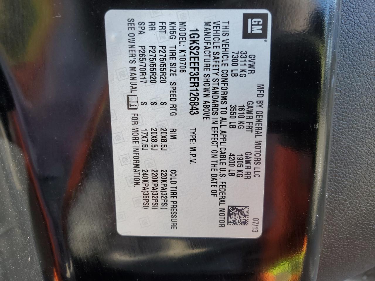 2014 GMC Yukon Denali VIN: 1GKS2EEF3ER126843 Lot: 46298535