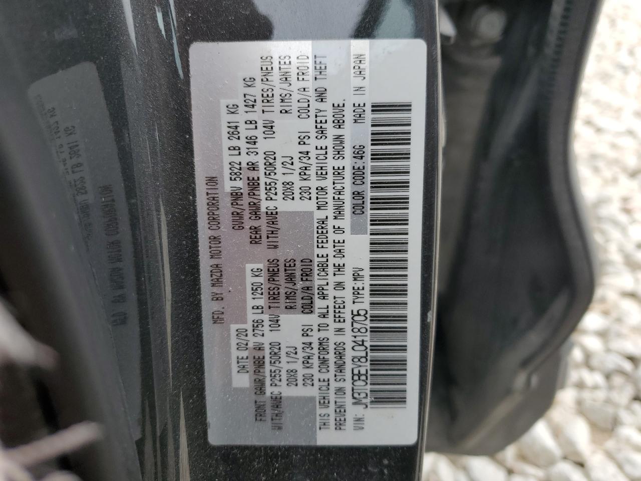 2020 Mazda Cx-9 Signature VIN: JM3TCBEY8L0418705 Lot: 47025165