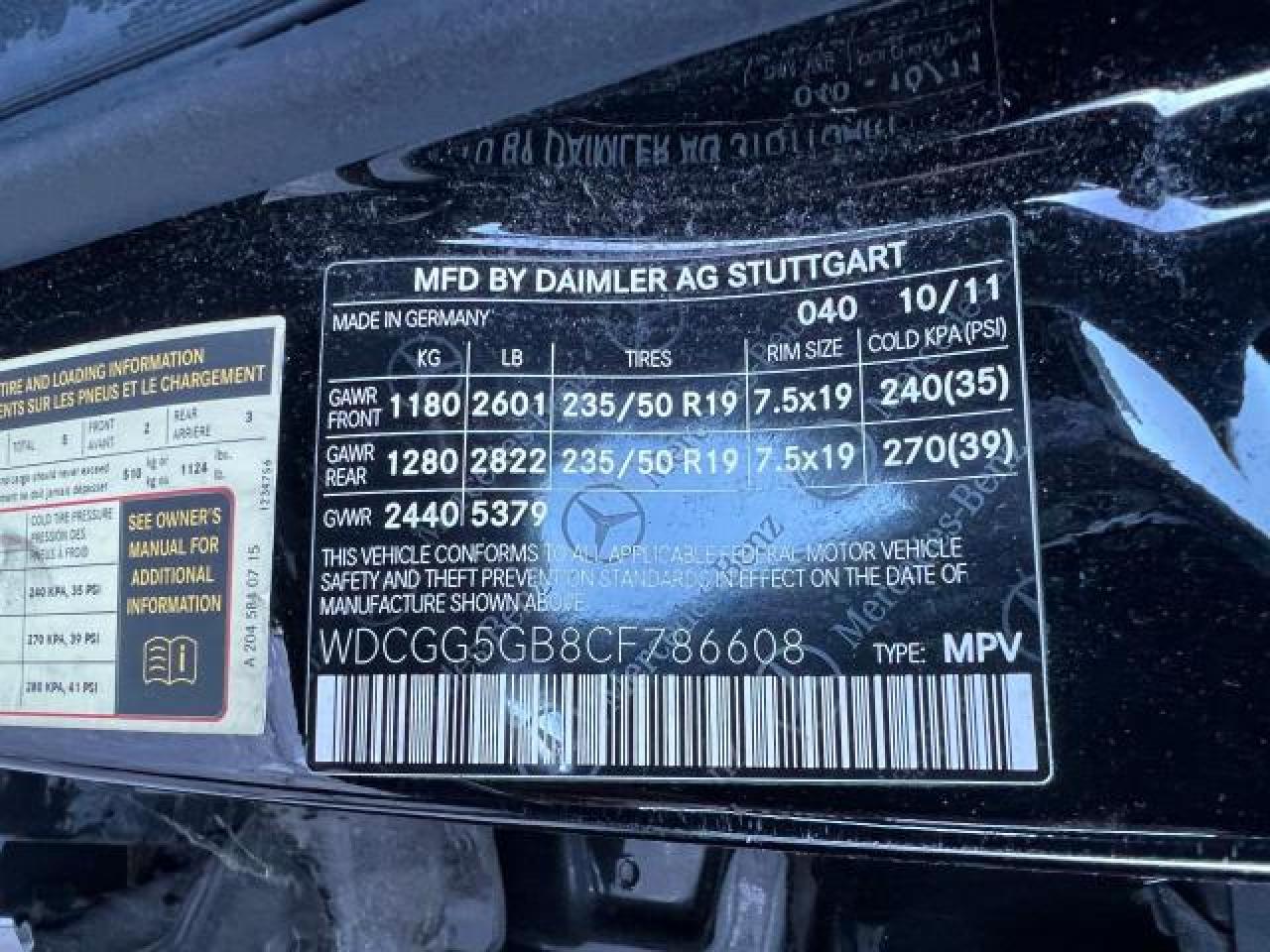 2012 Mercedes-Benz Glk 350 VIN: WDCGG5GB8CF786608 Lot: 44845145