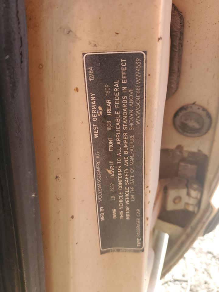 1985 Volkswagen Jetta Deluxe VIN: WVWGG0168FW294539 Lot: 44538775