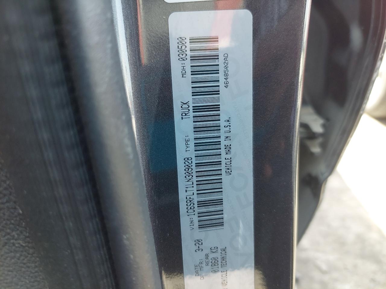 1C6SRFLT1LN309028 - 2020 DODGE RAM 1500 - #45064315