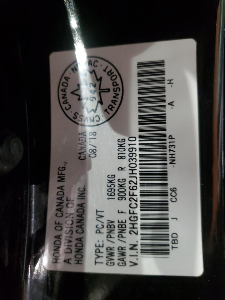 2018 Honda Civic Lx VIN: 2HGFC2F62JH039910 Lot: 45388475