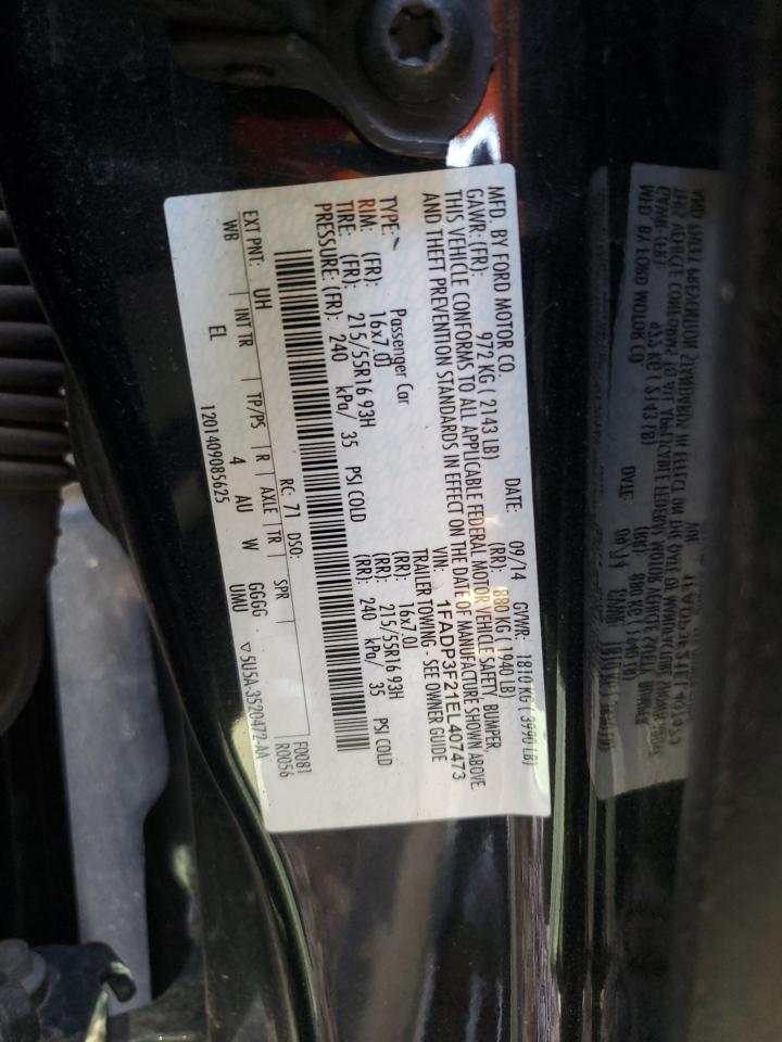 2014 Ford Focus Se VIN: 1FADP3F21EL407473 Lot: 44868605
