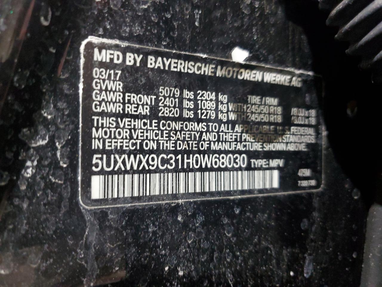 5UXWX9C31H0W68030 BMW X3 2017. Фото: 12