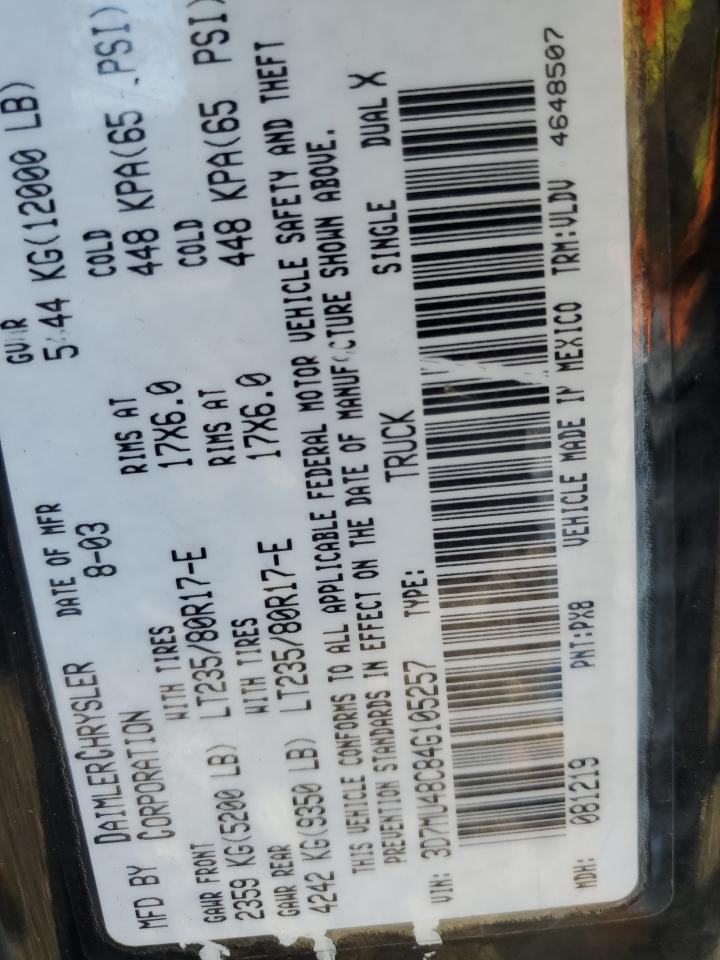 2004 Dodge Ram 3500 St VIN: 3D7MU48C84GXXXXXX Lot: 46913865