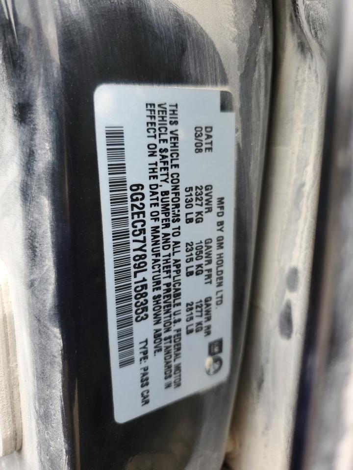 2009 Pontiac G8 Gt VIN: 6G2EC57Y89L158353 Lot: 46622935