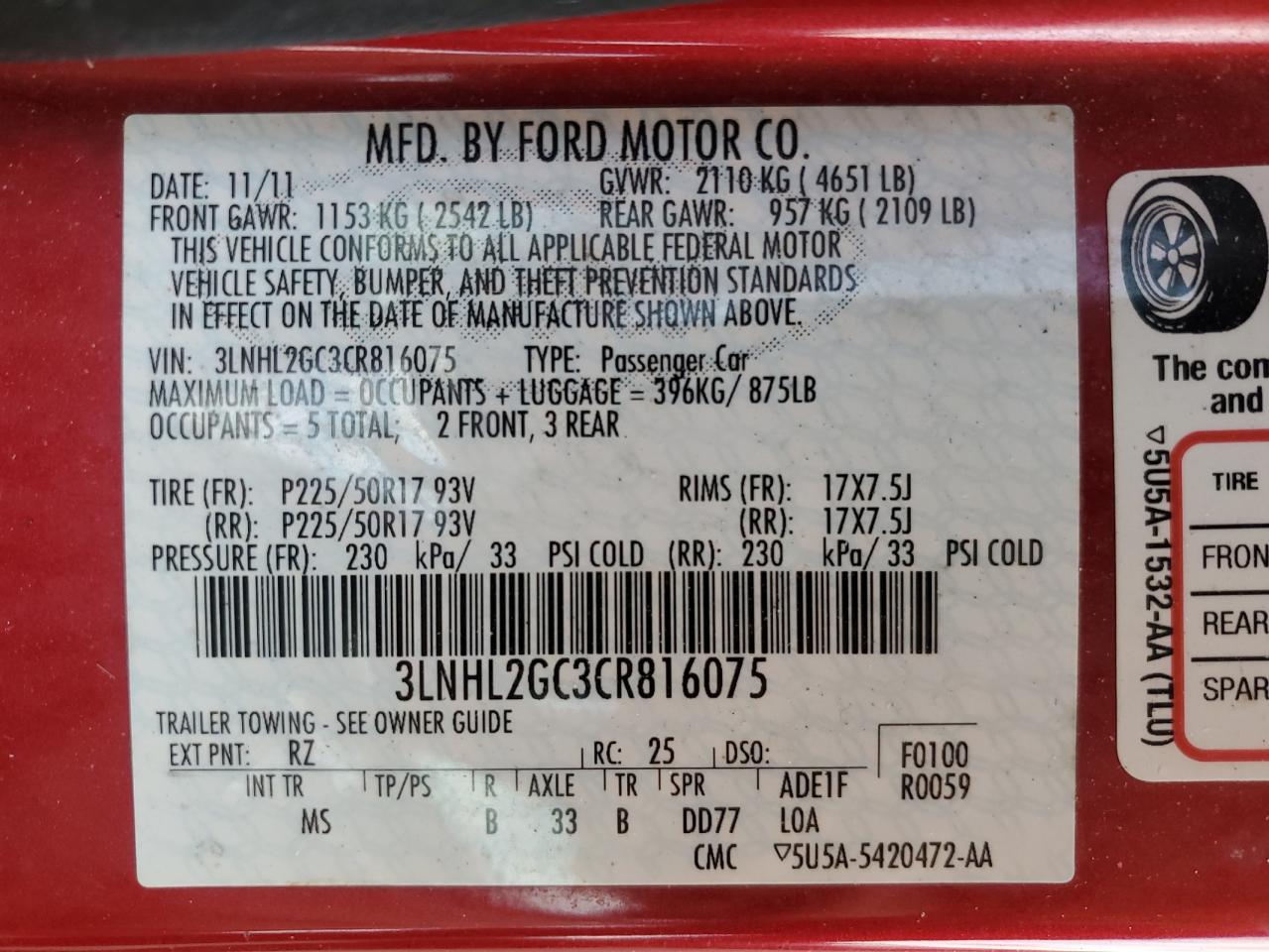 2012 Lincoln MKZ - Image 12