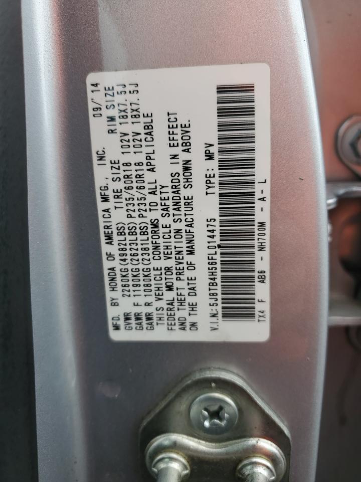 2015 Acura Rdx Technology VIN: 5J8TB4H56FL014475 Lot: 45890575