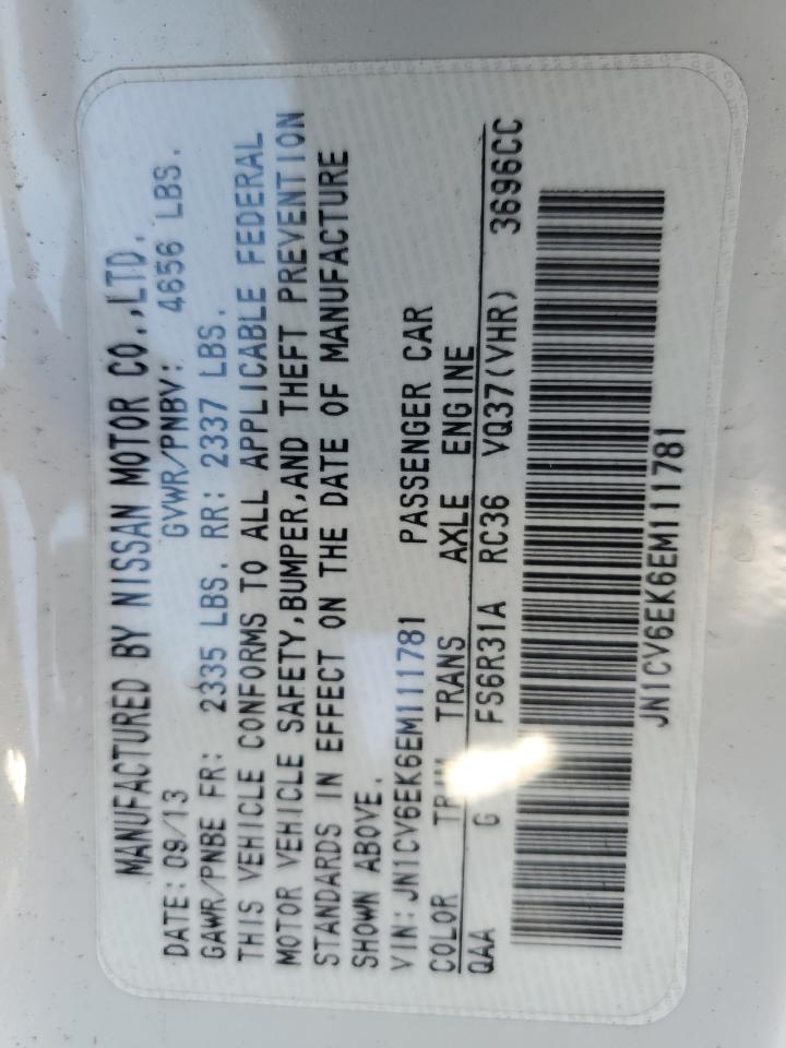 2014 Infiniti Q60 Journey VIN: JN1CV6EK6EM111781 Lot: 57993645