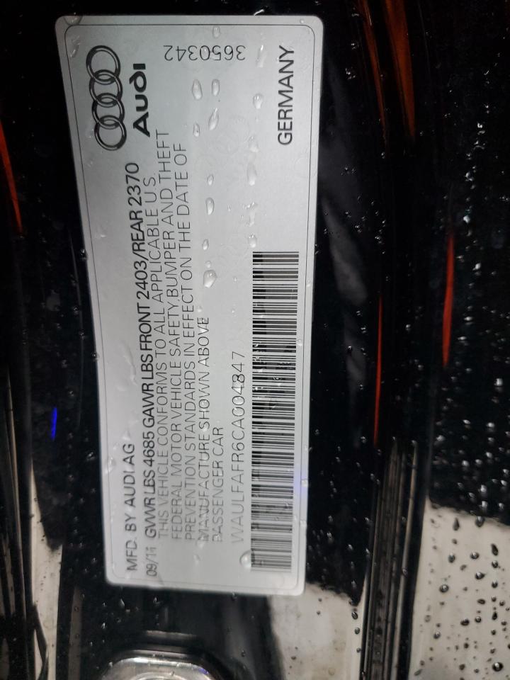 2012 Audi A5 Premium Plus VIN: WAULFAFR6CA004847 Lot: 44268215