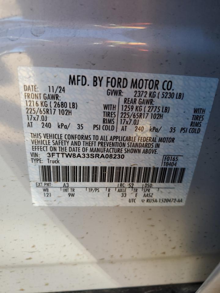 2025 Ford Maverick Xl VIN: 3FTTW8A33SRA08230 Lot: 46640715