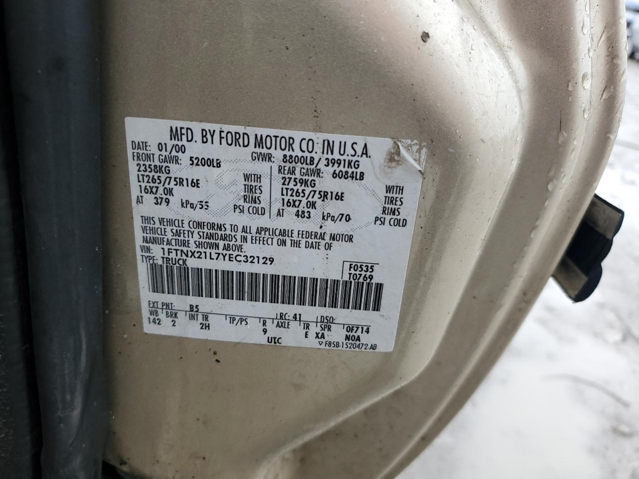 2000 Ford F250 Super Duty VIN: 1FTNX21L7YEC32129 Lot: 61532755