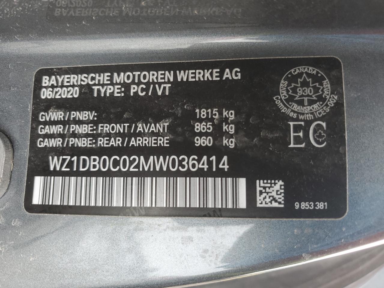 2021 Toyota Supra Base VIN: WZ1DB0C02MW036414 Lot: 46952475
